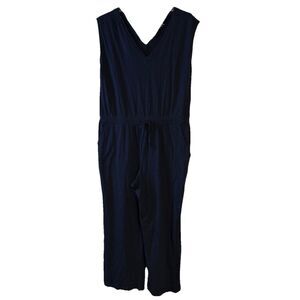 Time Tru Jumpsuit Romper Womens Size Large 12-14 Navy Blue